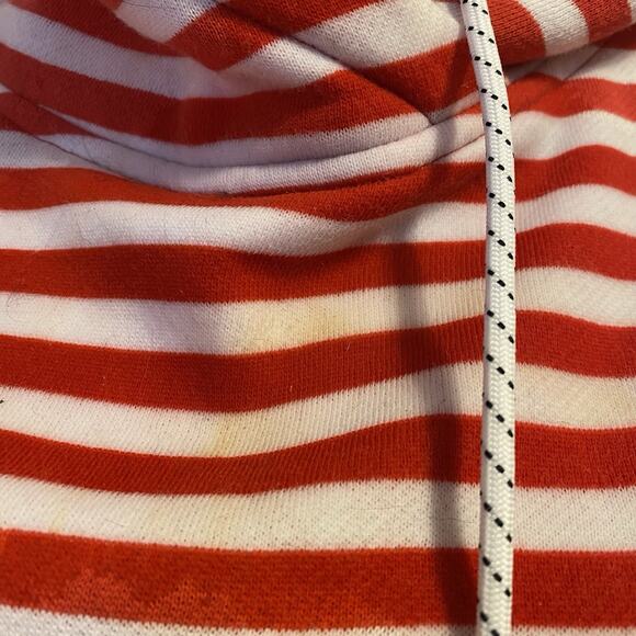 Nautica Women M Soft Fleece Hoodie Pullover Sweatshirt Pocket Logo Red White - Picture 8 of 9